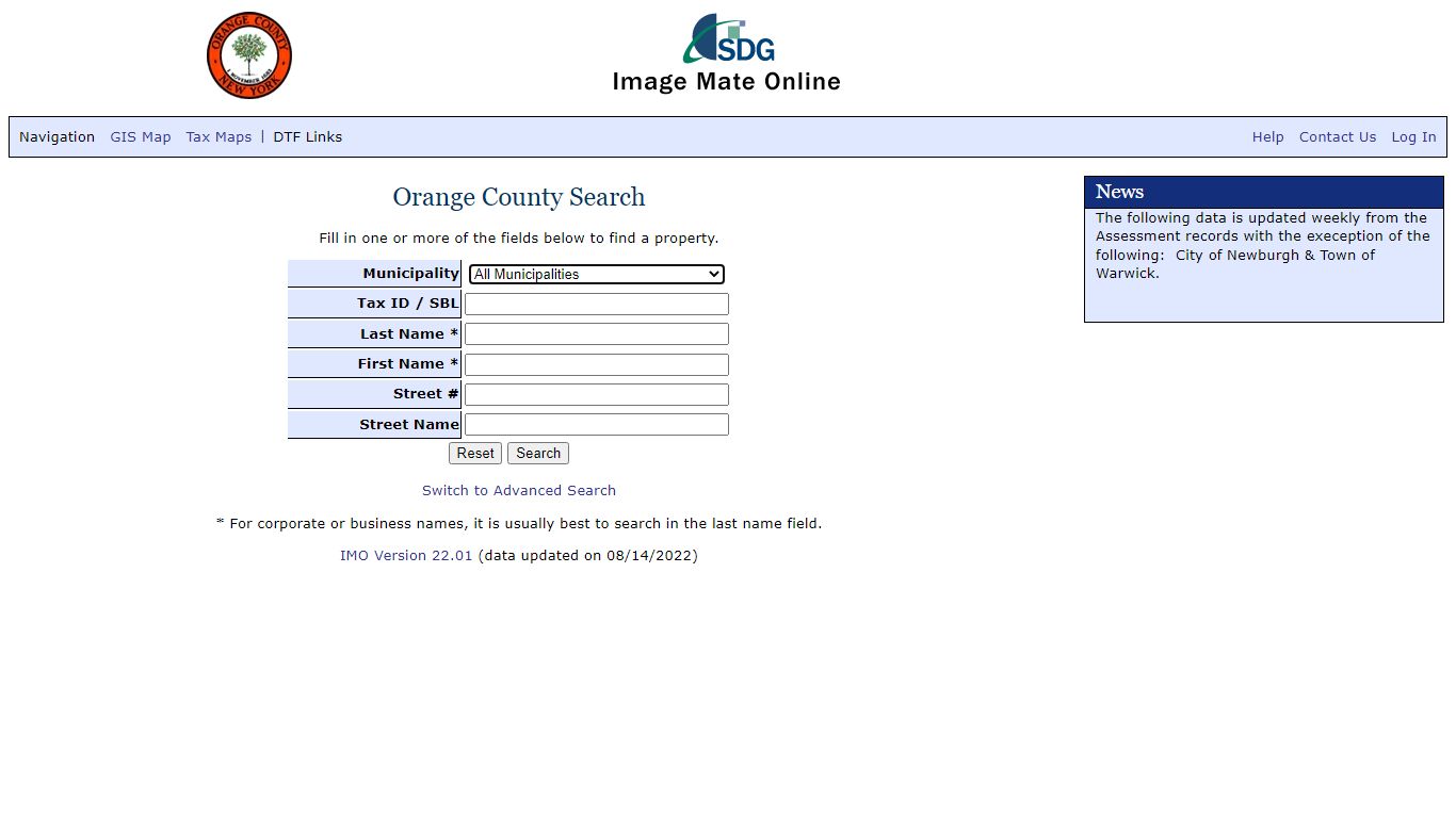 Parcel Search - Image Mate Online - Orange County, New York